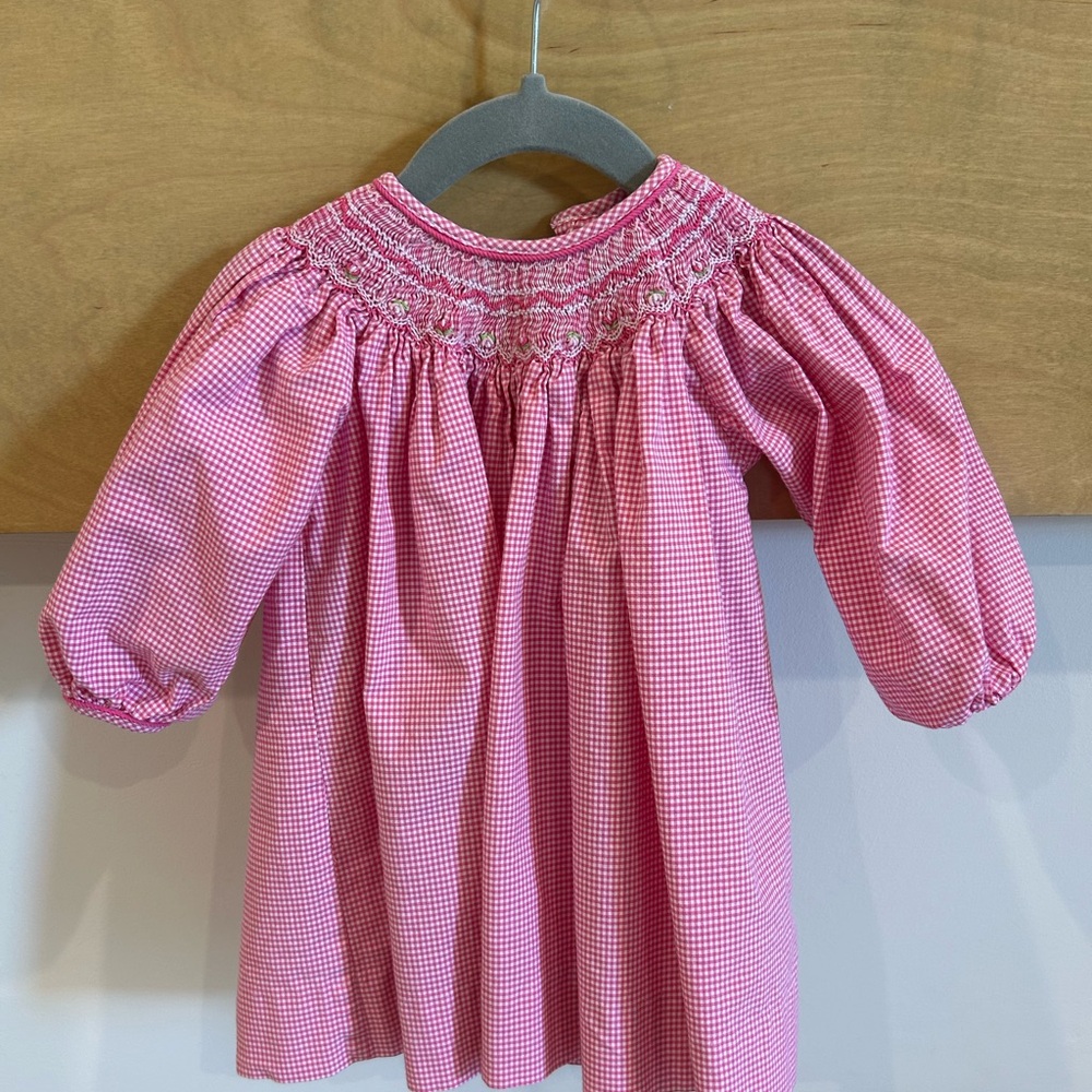 Pink Petit Ami Gingham Smocked Baby Dress